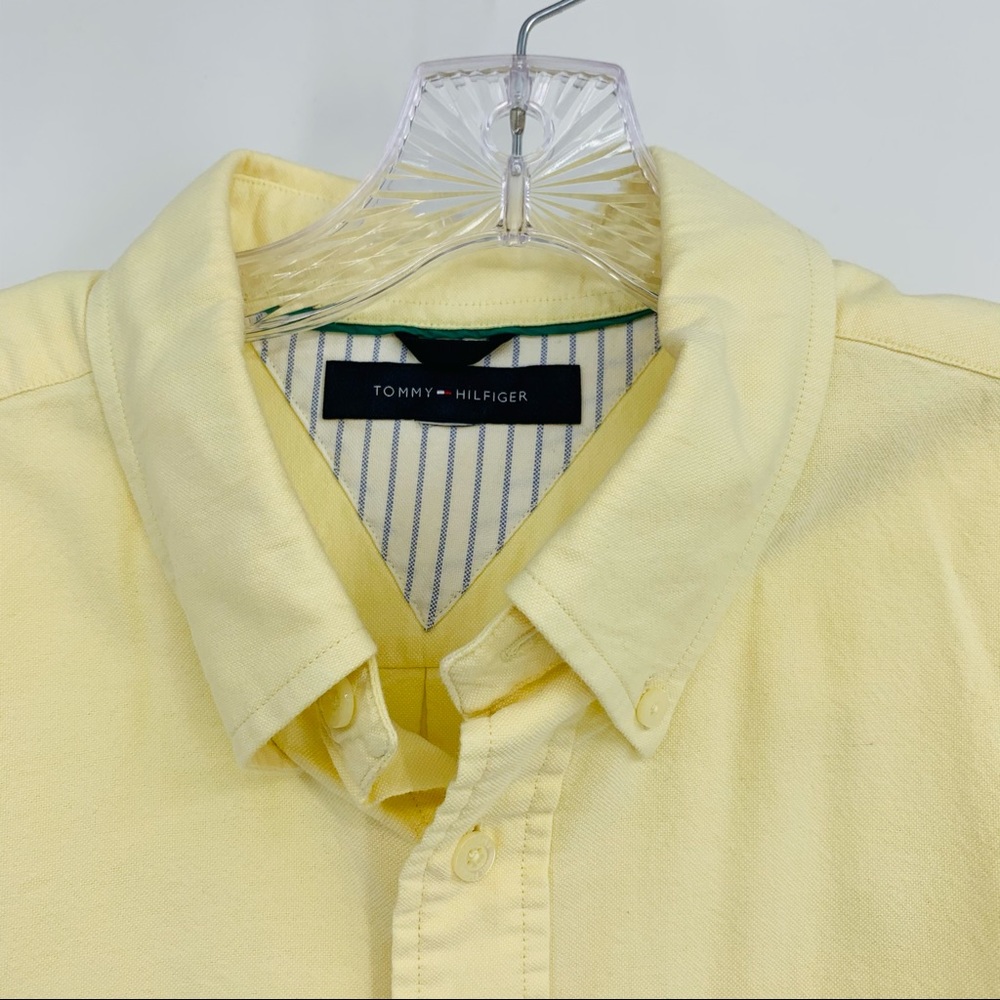 Tommy Hilfiger Oxford Button Down Yellow Shirt Size XL - Picture 4 of 9